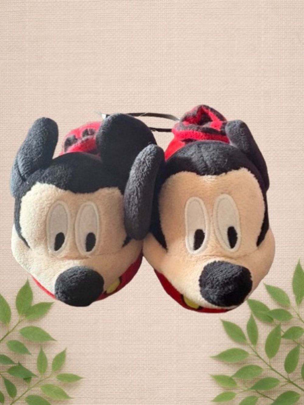 Disney Mickey Mouse Slippers – Kids Size 7–8 Plush